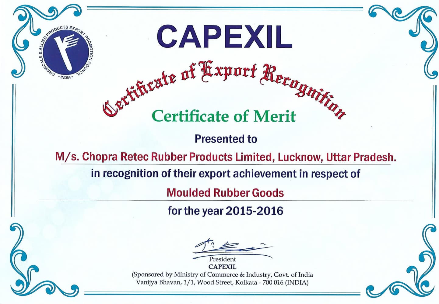 Capexil Recognition (2015-2016)